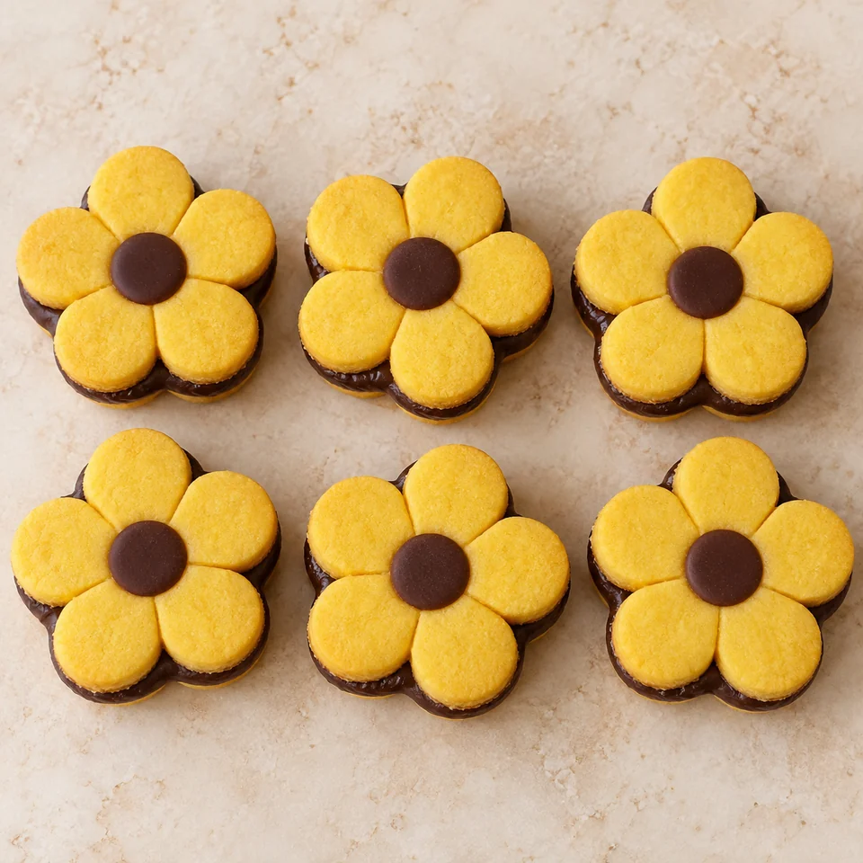 Seis alfajores florales de D'Eli Fresa